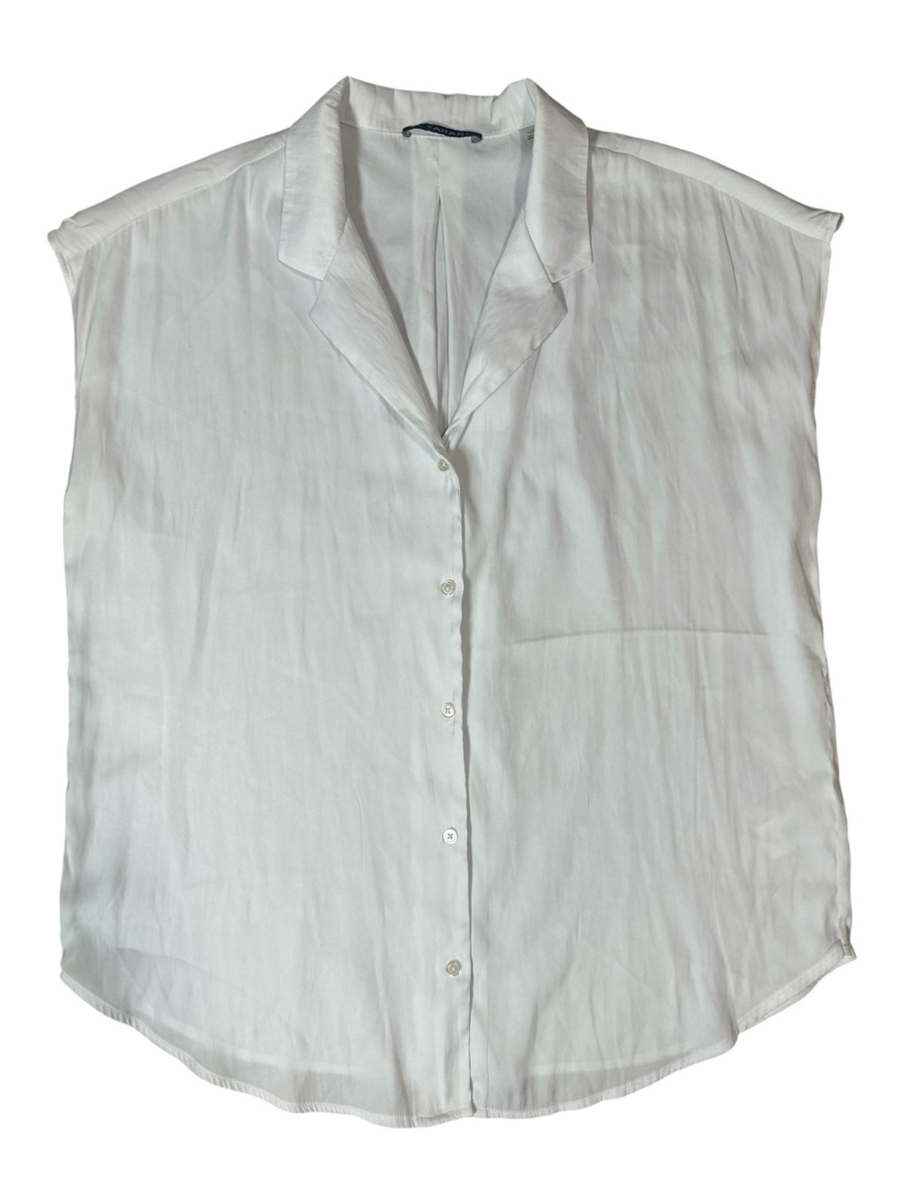 Tahari Cap Sleeve Shirt White Size Large